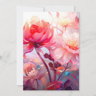 Lente Pioen Bloei Tuin Aquarel Feestdagenkaart