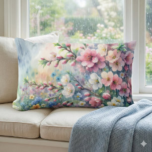 Lente Regen Bloesem Watercolor Cottagecore Kussen