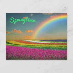 Lente regenboogfluitende kleurrijke vloeren briefkaart