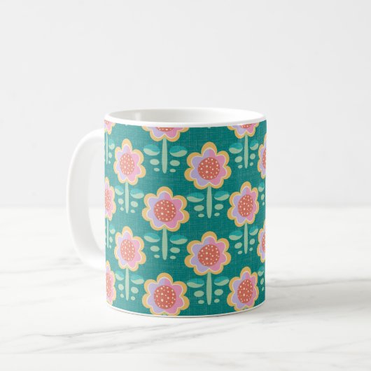 Lente Retro Flower Koffiemok (Voorkant links)