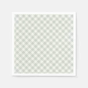 Lente Retro Gingham Gedempte Salie Servet