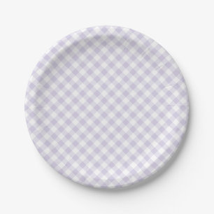 Lente Retro Gingham Stof Lavendel Papieren Bordje