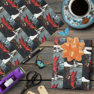 Lente Rode Fee Draak Moeder Natuur Fantasie Cadeaupapier