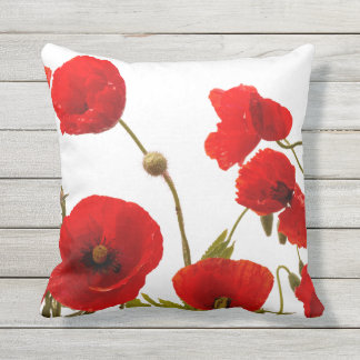 Lente rode papaverbloemen  aangepaste kleur buitenkussen