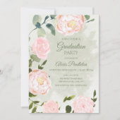 Lente Romantische Roze Bloemrijke Afstudeerfeest Kaart (Voorkant)
