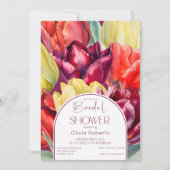 Lente rood geel waterverf tulpen Vrijgezellenfeest Kaart (Voorkant)