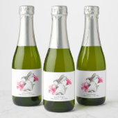 Lente Roze Bloemen en Bubbly Mousserende Wijn Labe Sparkling Wijnetiket (Flessen)