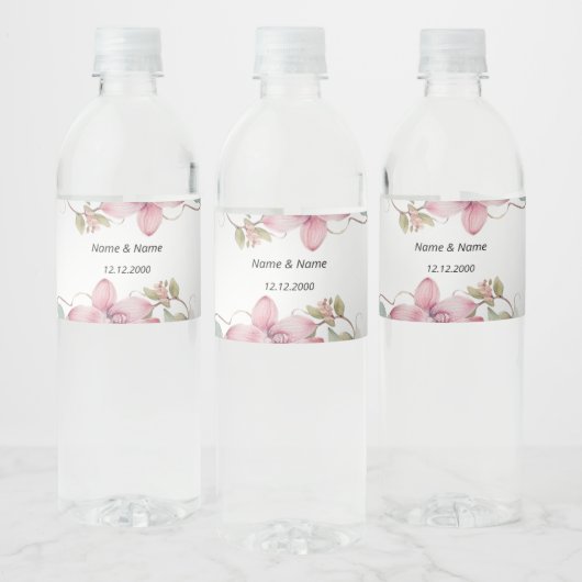 Lente Roze Bloemen Water Fles Label Waterfles Etiket (Flessen)