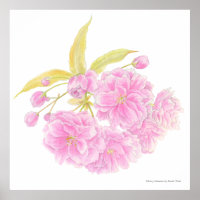 Lente roze boom bloesem waterverf kunst