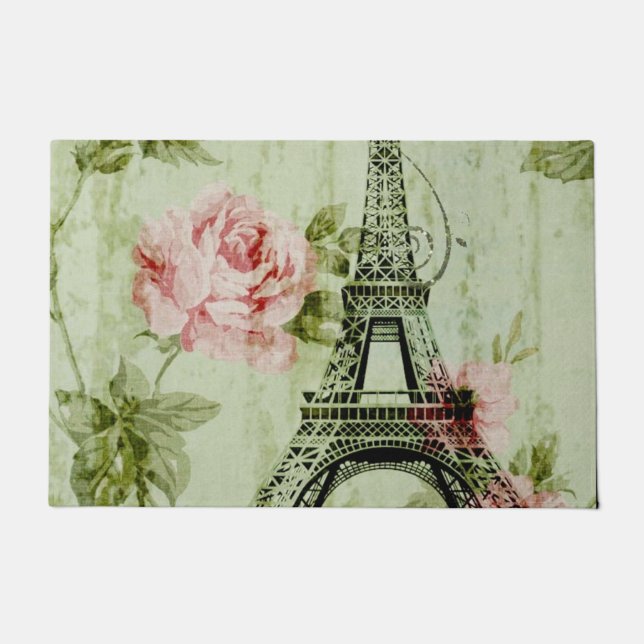 lente roze florale franse eiffeltoren deurmat (Voorkant)