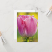 Lente Roze Tulp Wenskaart Kaart (Voorkant / Achterkant in situ)