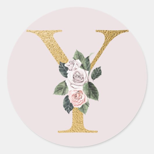 Lente rozen goud initialen sticker letter Y (Voorkant)