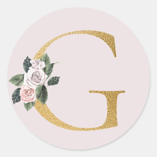 Lente rozen gouden initiaal sticker letter G (Voorkant)