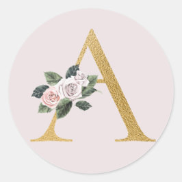 Lente rozen gouden initialen sticker letter A