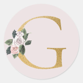 Lente rozen gouden initialen sticker letter G
