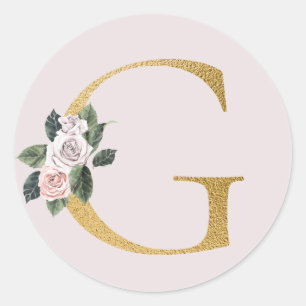 Lente rozen gouden initialen sticker letter G