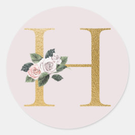 Lente rozen gouden initialen sticker letter H