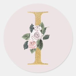 Lente rozen gouden initialen sticker letter I