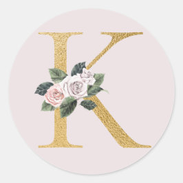 Lente rozen gouden initialen sticker letter K