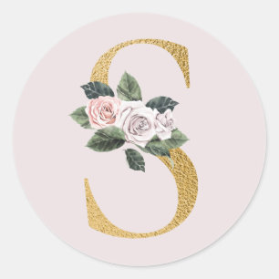 Lente rozen gouden initialen sticker letter S