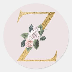 Lente rozen gouden initialen sticker letter Z