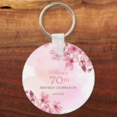Lente Sakura Kersenbloesem Roze Cream Verjaardag Sleutelhanger (Voorkant)