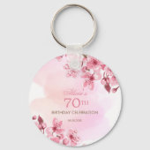Lente Sakura Kersenbloesem Roze Cream Verjaardag Sleutelhanger (Achterkant)