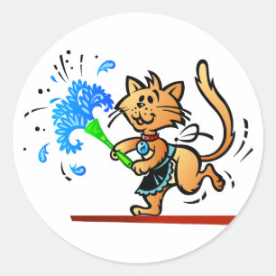 Lente Schoonmaak Kitty Kat Ronde Sticker