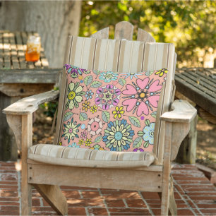 Lente Seizoen Retro Bloem Kleuren Naadloos Patroon Buitenkussen