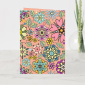 Lente Seizoen Retro Bloem Kleuren Naadloos Patroon Kaart (Achterkant)