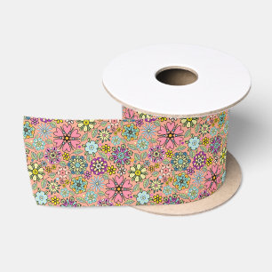 Lente Seizoen Retro Bloem Kleuren Naadloos Patroon Lint
