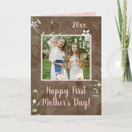 Lente Spruiten Gelukkige Eerste Moederdag Foto Kaart (Voorkant)