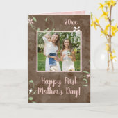 Lente Spruiten Gelukkige Eerste Moederdag Foto Kaart (Gele Bloem)