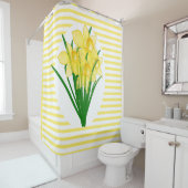 Lente stijl Gele Narcissen Bloem Douchegordijn (In situ)