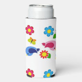 Lente tijd vogels en bloemen patroon wit (Seltzer Achterkant)