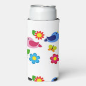 Lente tijd vogels en bloemen patroon wit (Seltzer Voorkant)