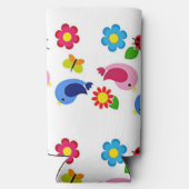 Lente tijd vogels en bloemen patroon wit (Achterkant)