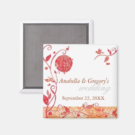 Lente Tortelduifjes-kooi Weddenschap Opslaan datum Magneet (Voorkant / Achterkant)