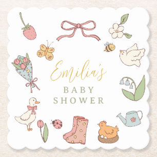 Lente Tuin Dieren Baby Shower Kartonnen Onderzetters
