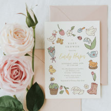 Lente Tuin Dieren Baby Shower Uitnodiging