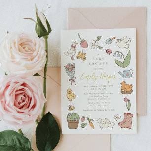 Lente Tuin Dieren Baby Shower Uitnodiging