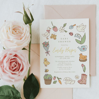Lente Tuin Dieren Baby Shower Uitnodiging