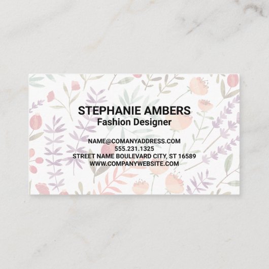 Lente Tuin Patroon | Monogram Visitekaartje (Achterkant)