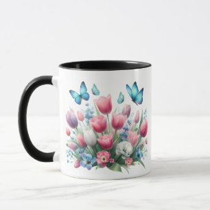 Lente Tulpen en Vlinders Mok