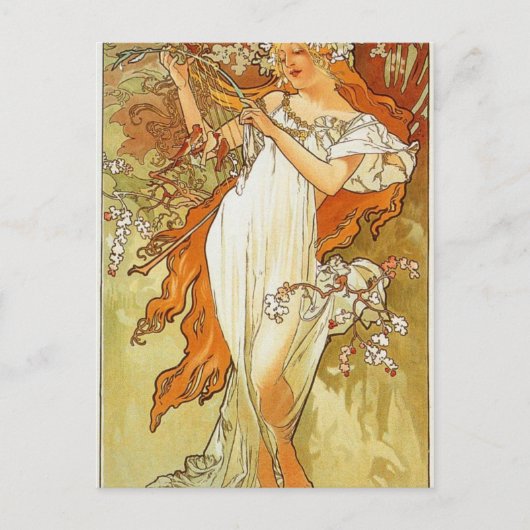 Lente van Alphonse Mucha Briefkaart (Voorkant)