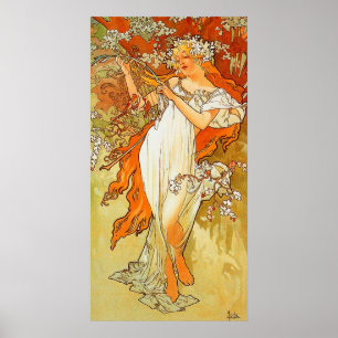 Lente van Alphonse Mucha Poster
