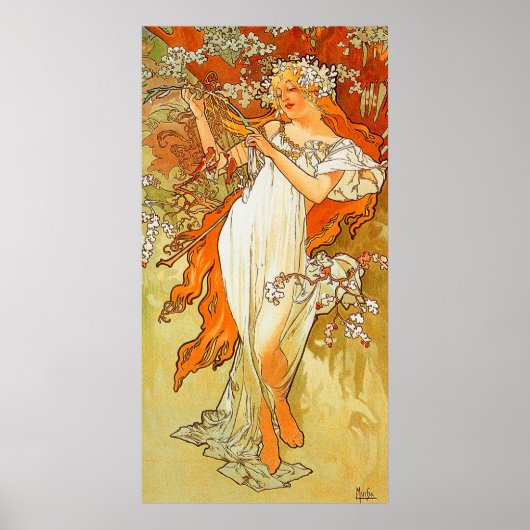 Lente van Alphonse Mucha Poster (Voorkant)
