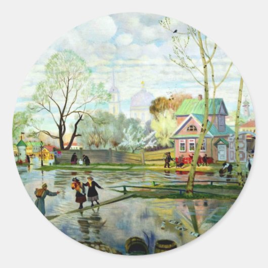 Lente van Boris Kustodiev Ronde Sticker (Voorkant)