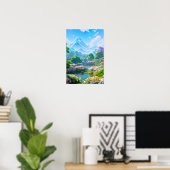 Lente van de Pond van Bloemen Poster (Thuiskantoor)