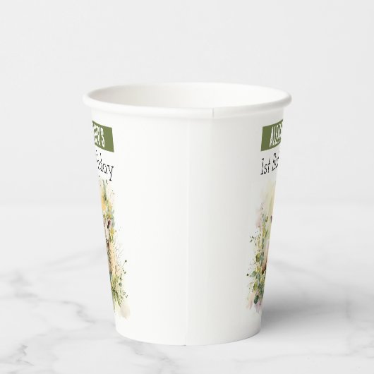 Lente vibes Lamb - 1e verjaardag - Papieren Bekers (Rechts)